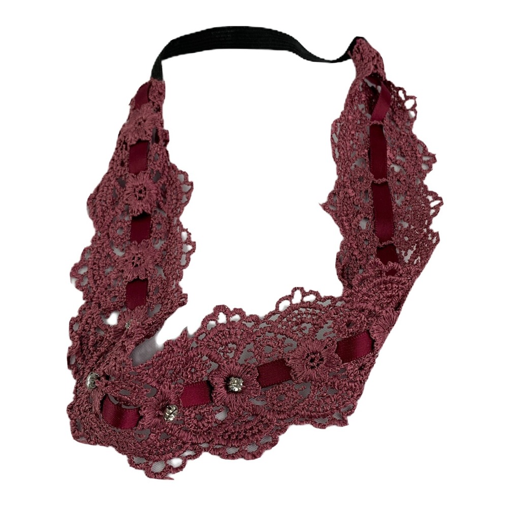 Crew Cuts by J.Crew Girls Headband Raspberry Crochet Boho Chic